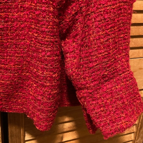 Coldwater Creek Red Waterfall Boucle Draped Collar Jacket - Picture 12 of 16